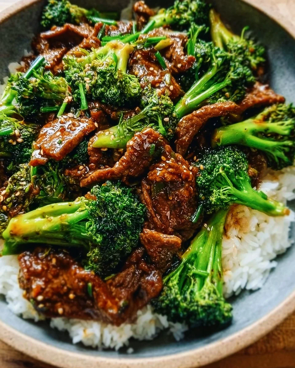 Plate of Chinese Beef and Broccoli stir-fry with tender beef and fresh broccoli