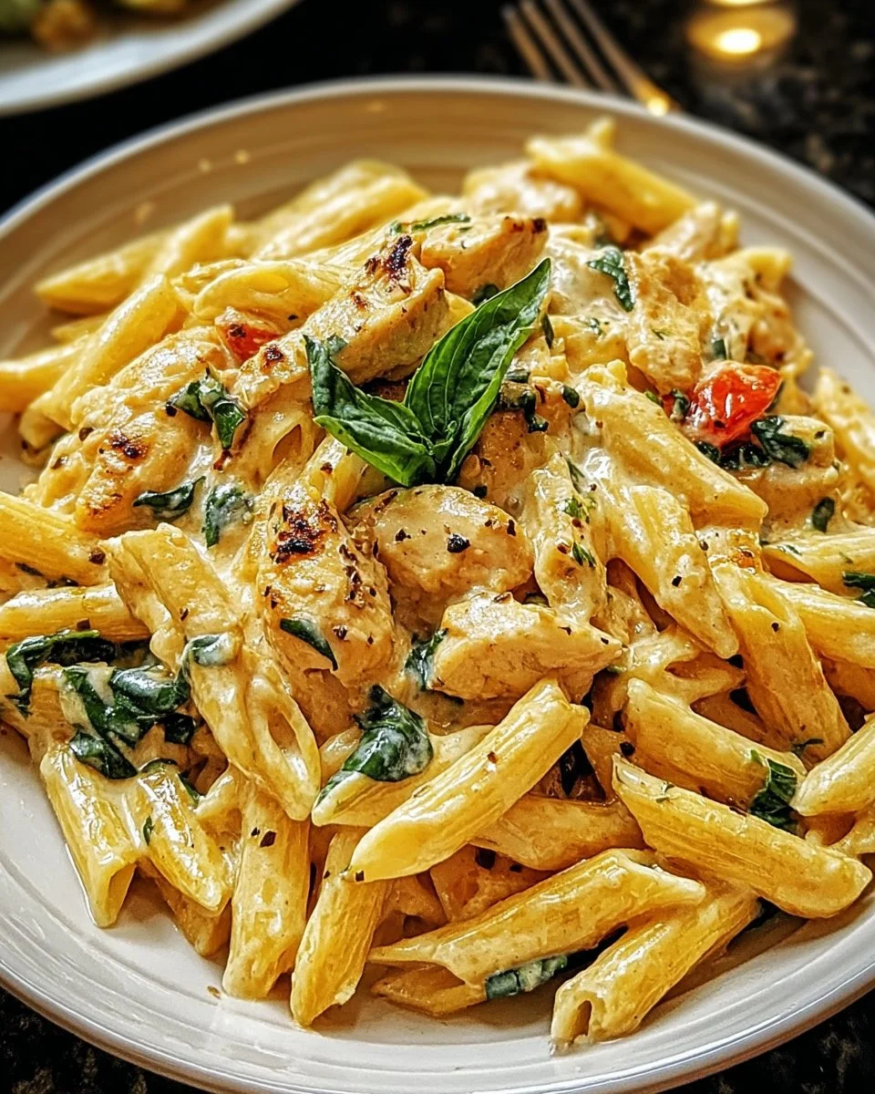 Delicious Marry Me Chicken Pasta served with fresh herbs and cheese