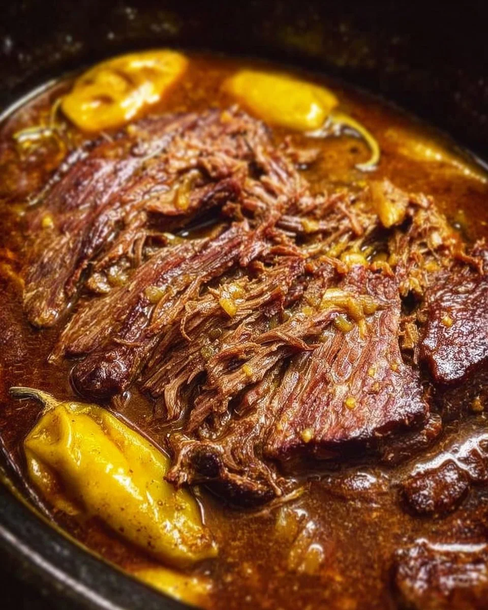 Delicious Crockpot Mississippi pot roast served with vegetables.