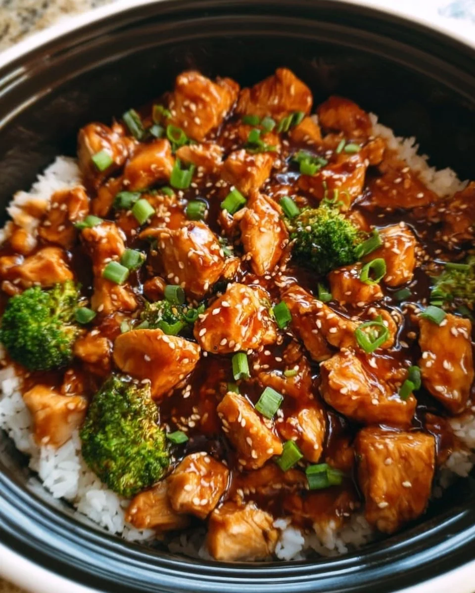 Delicious Dump and Go Crockpot Teriyaki Chicken ready to serve