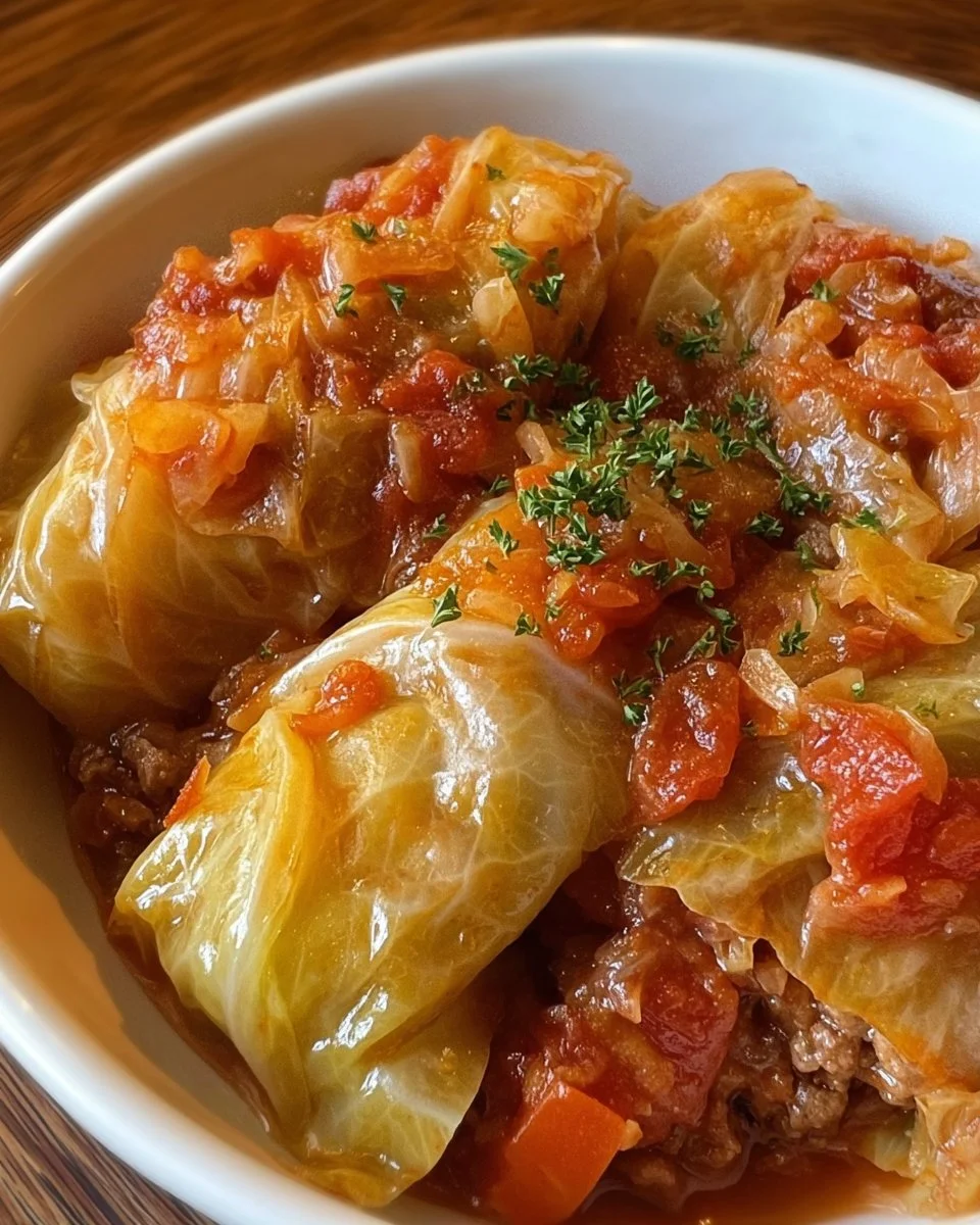 Delicious slow cooker unstuffed cabbage rolls served in a bowl