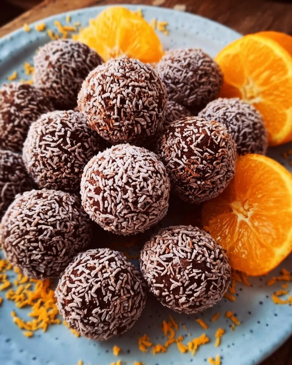 Delicious orange chocolate truffles decorated for Christmas
