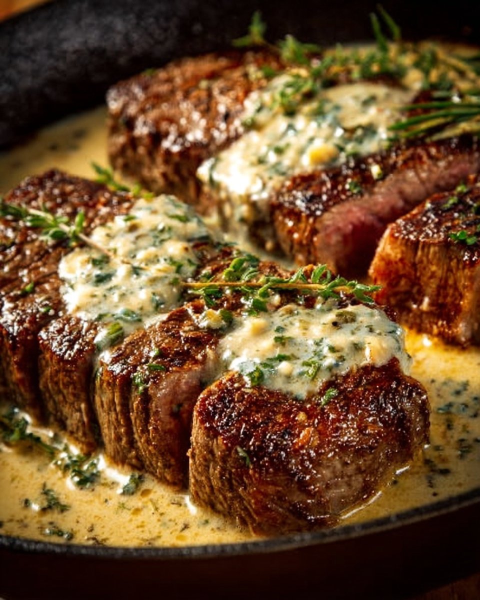Garlic Butter Steak With Parmesan Cream Sauce