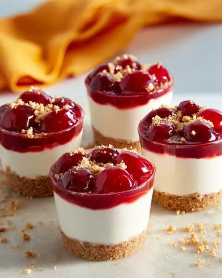 Delicious no-bake cheesecake parfait topped with fresh berries and whipped cream