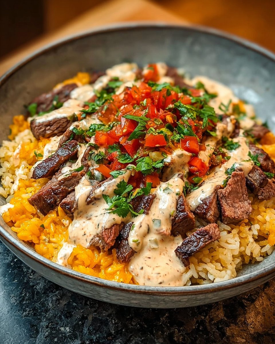 Steak Queso Rice Bowl