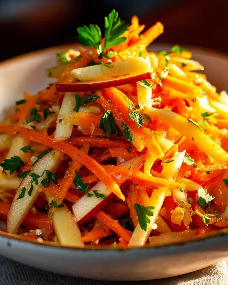 Colorful Carrot Apple Salad with fresh ingredients and dressing