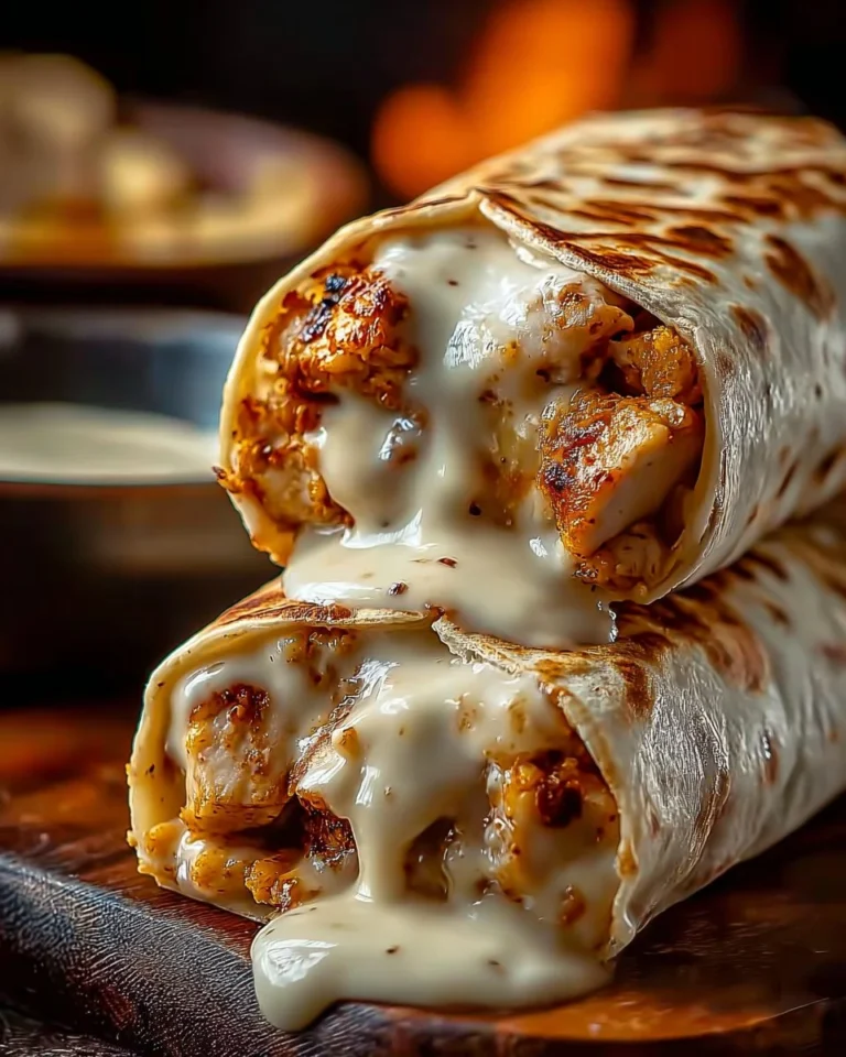 Cheesy garlic chicken wraps ready to be served, showcasing fresh ingredients and melted cheese.