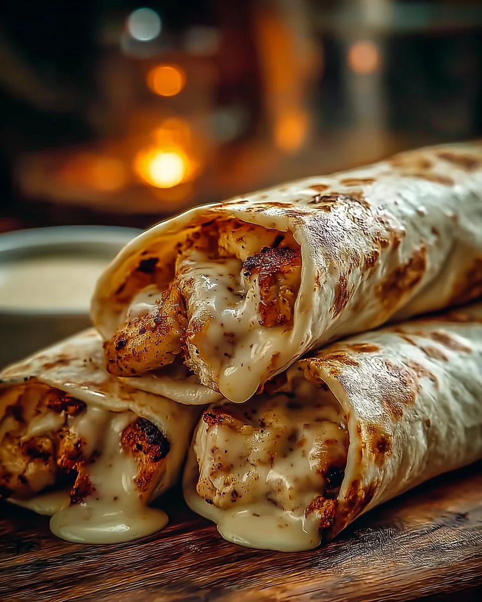 Cheesy Garlic Chicken Wraps