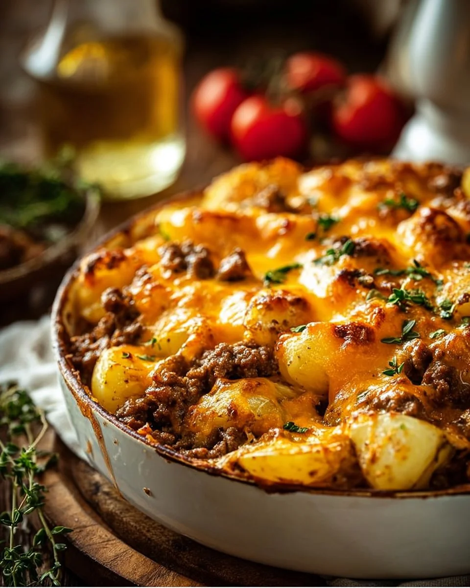 Cheesy Ground Beef & Potato Casserole