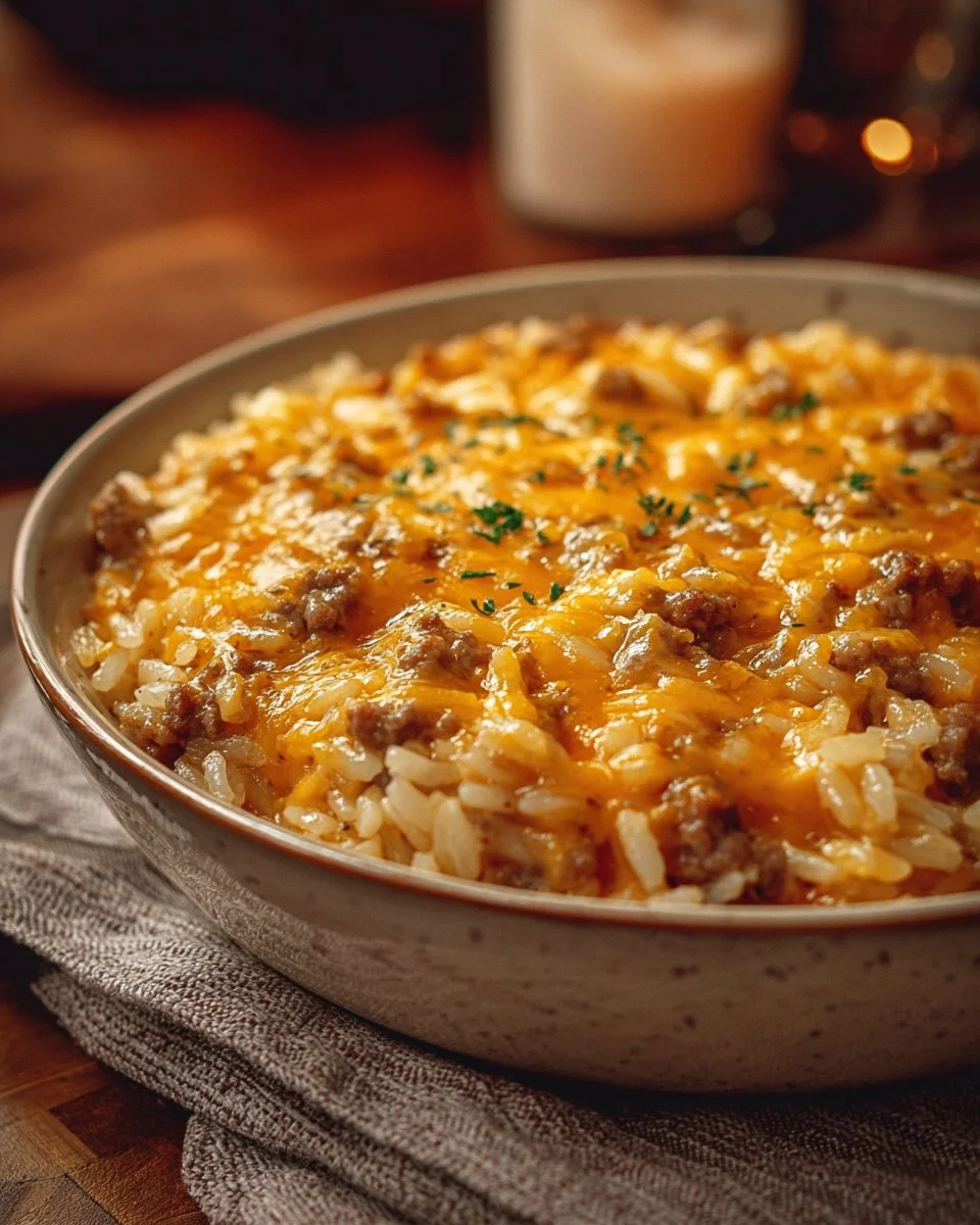 Cheesy Hamburger Rice Casserole