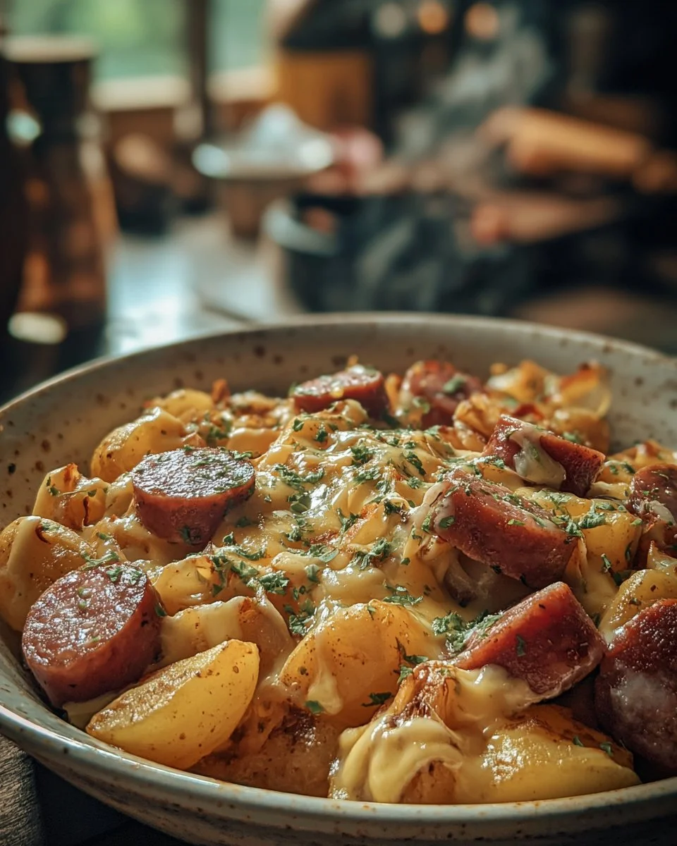 Cheesy Ranch Potatoes and Smoked Sausage