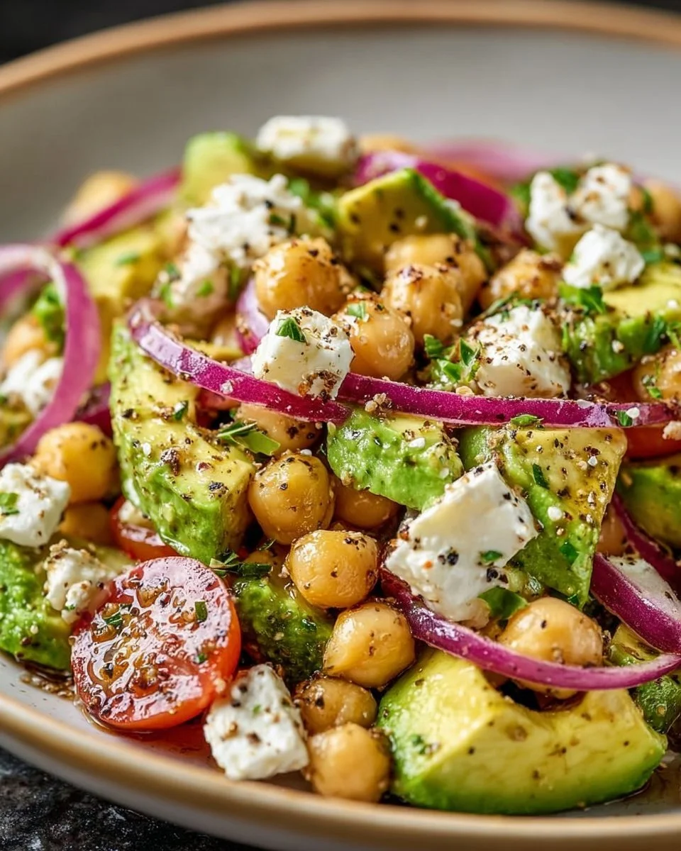 Chickpea Feta Avocado Salad