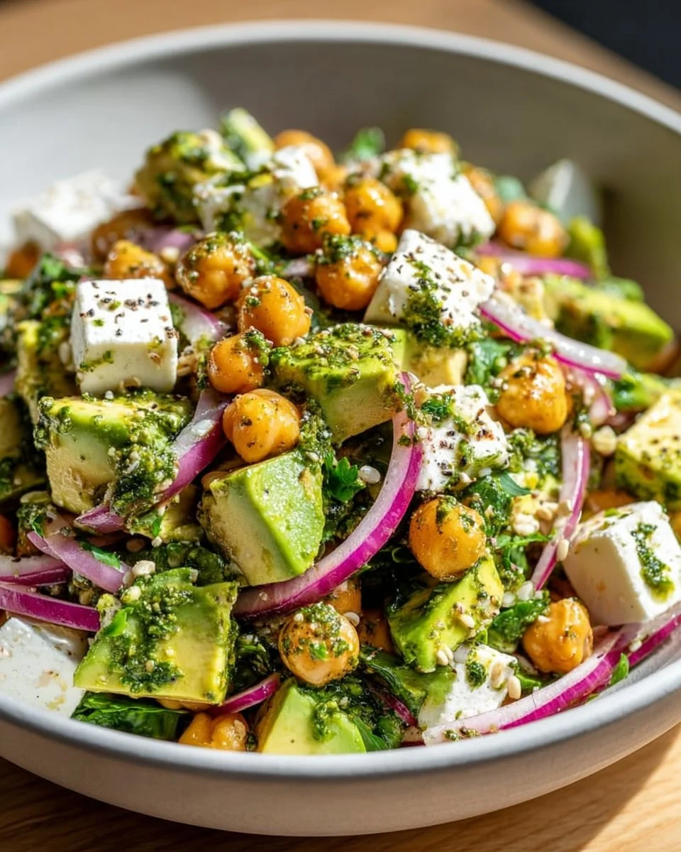 Chickpea Feta Avocado Salad