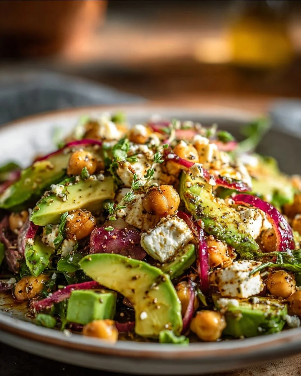 Chickpea Feta Avocado Salad