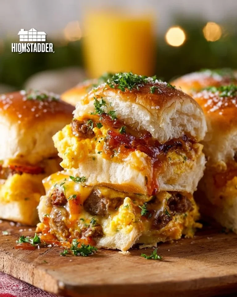 Delicious Cowboy Breakfast Sliders served on a wooden platter