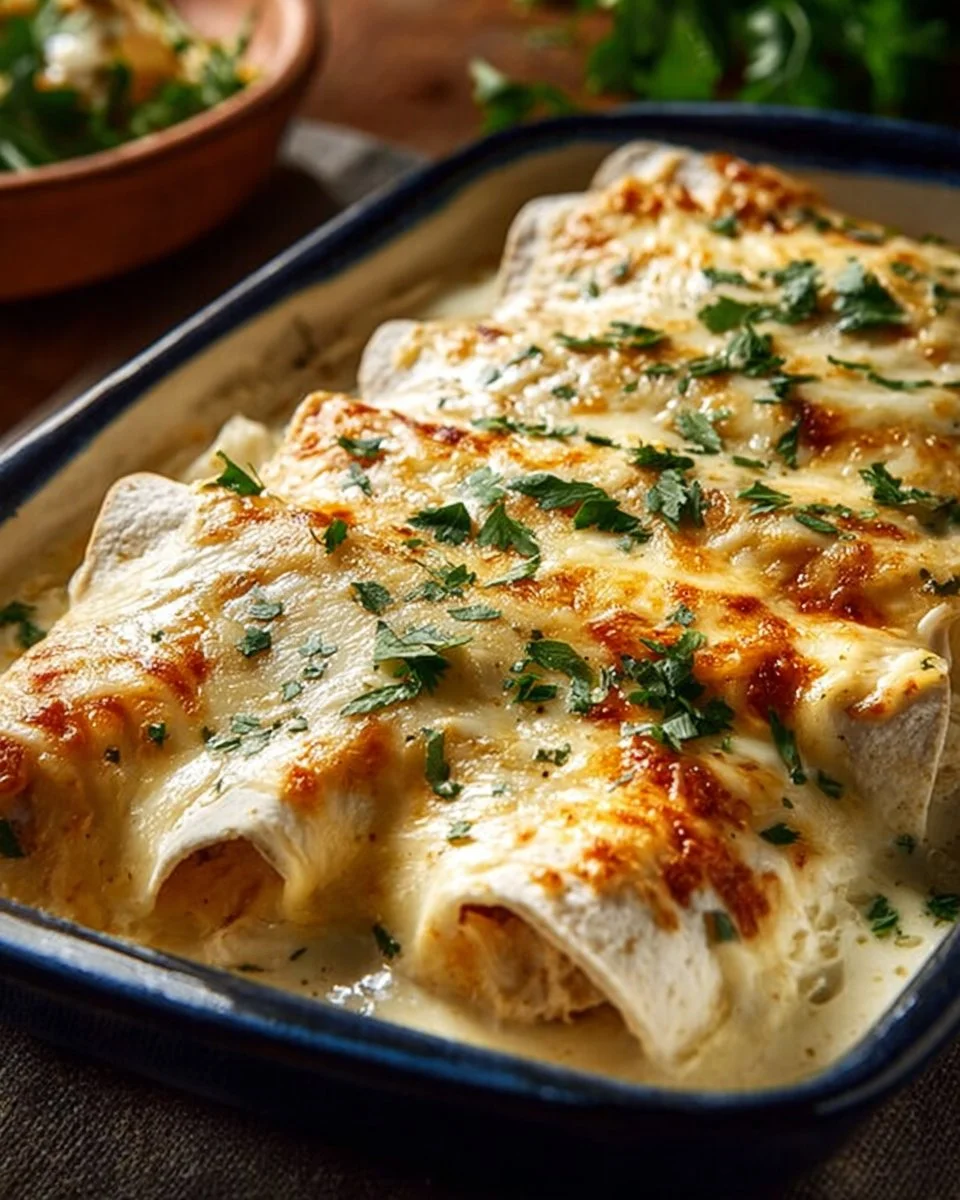 Creamy White Chicken Enchiladas