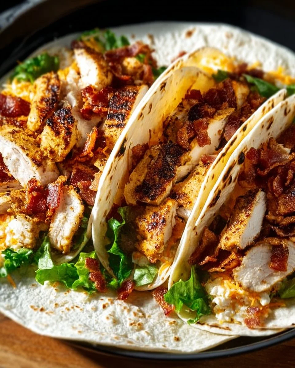 Crispy Chicken Bacon Ranch Wrap with fresh vegetables and ranch dressing