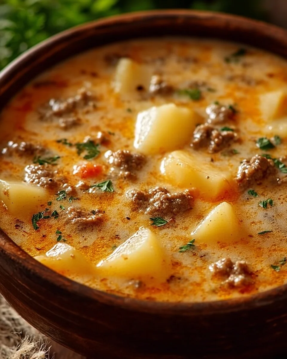 Easy Cheesy Hamburger Potato Soup