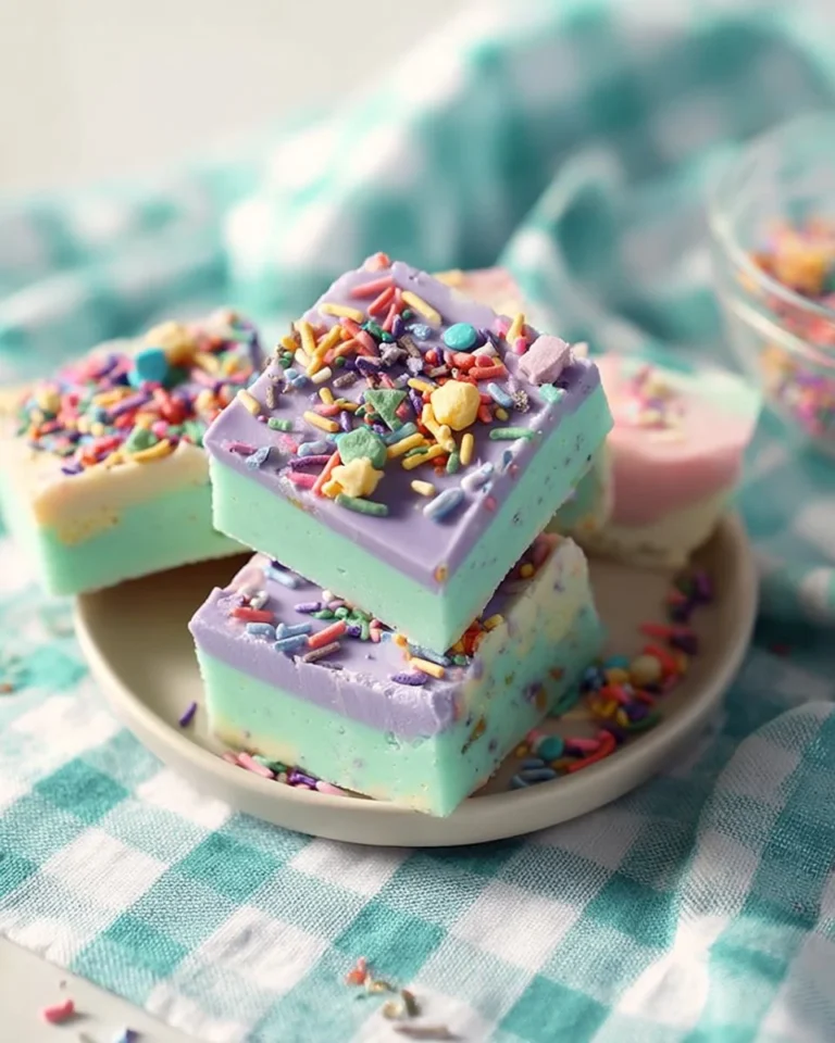 Delicious easy Easter swirled fudge with colorful swirls for festive treats