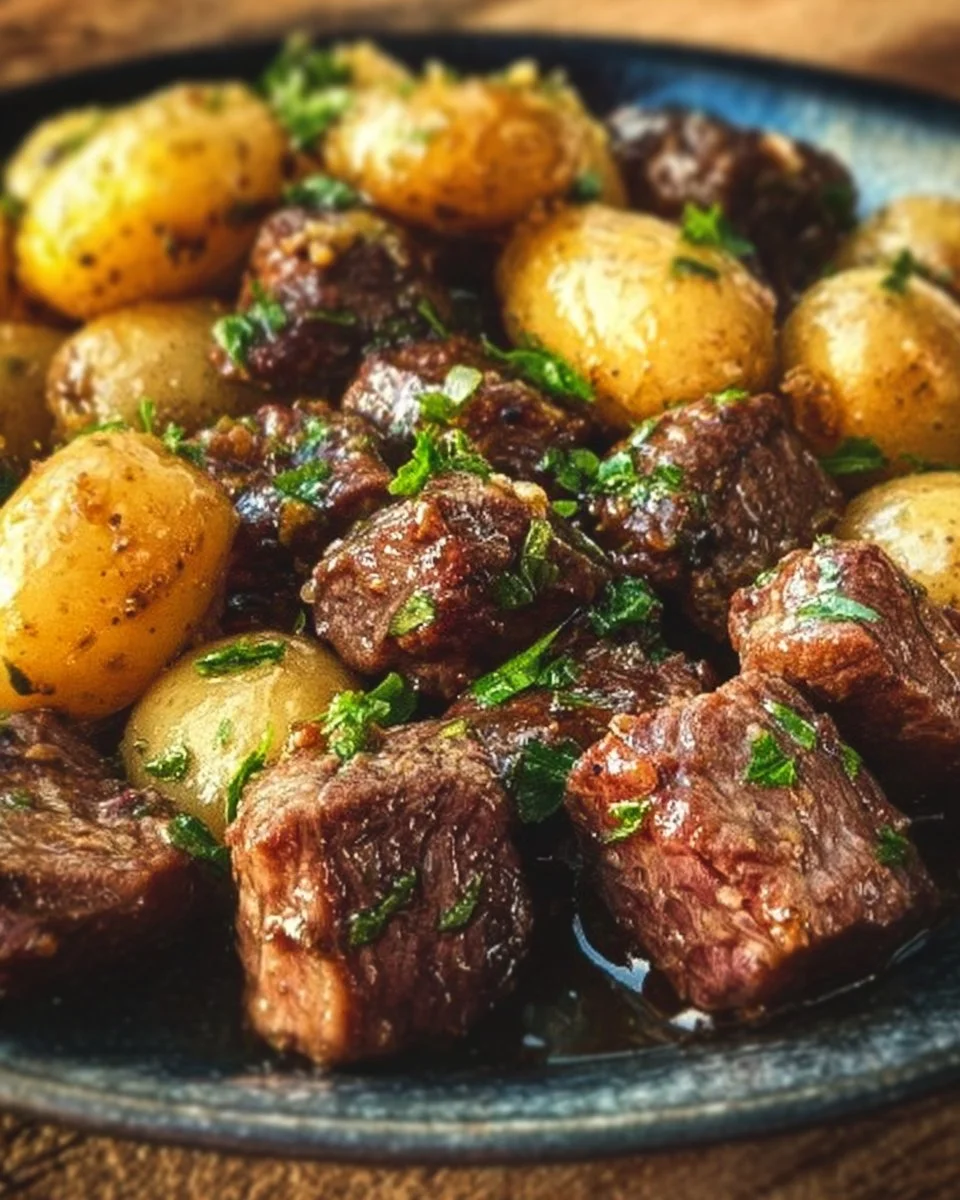 Garlic Butter Beef Bites with Potatoes