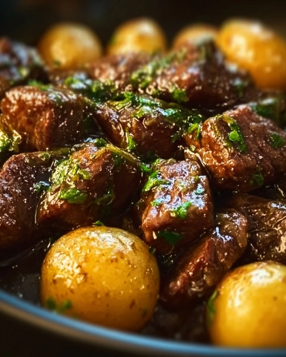 Garlic Butter Beef Bites with Potatoes