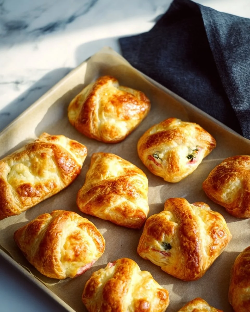 Delicious ham and cheese puffs ready to serve as a tasty snack