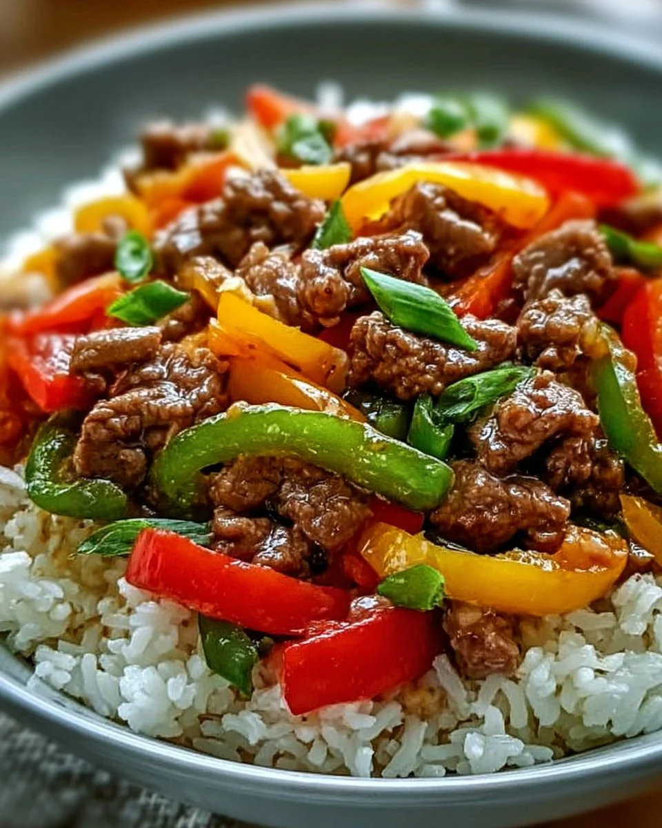 Healthy Beef and Pepper Rice Bowl