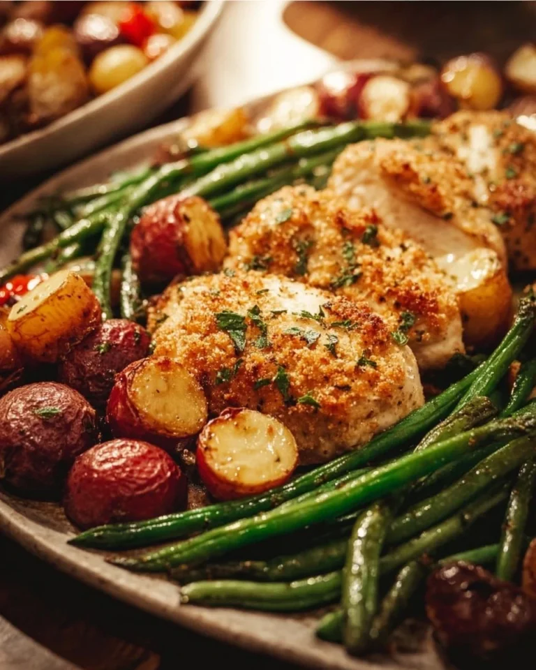 Healthy chicken parmesan topped with roasted vegetables for a nutritious meal