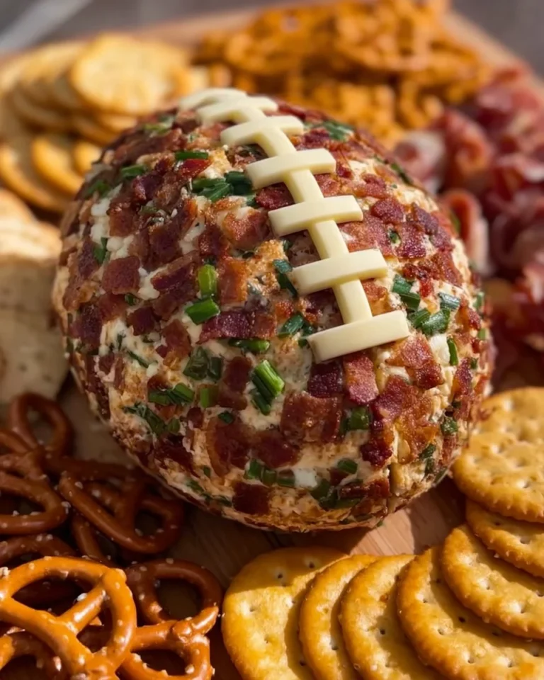 Jalapeño Popper Football Cheese Ball ready for game day