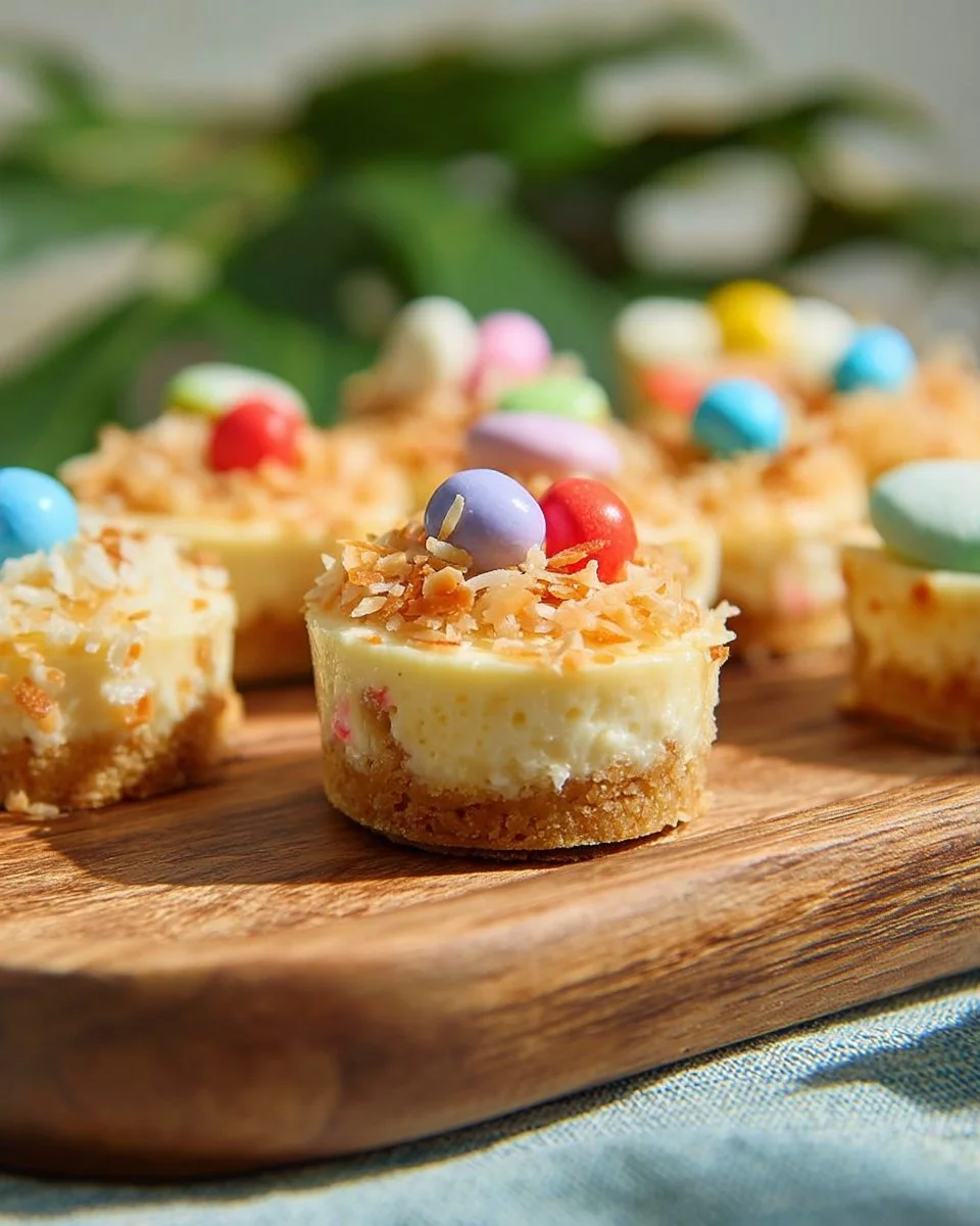 Delicious mini Easter cheesecakes decorated for spring celebrations