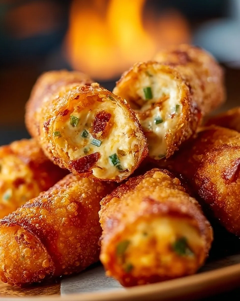 Mini Jalapeño Popper Egg Rolls served on a plate