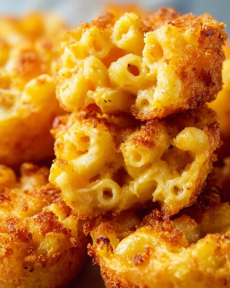 Mini macaroni and cheese bites served on a platter