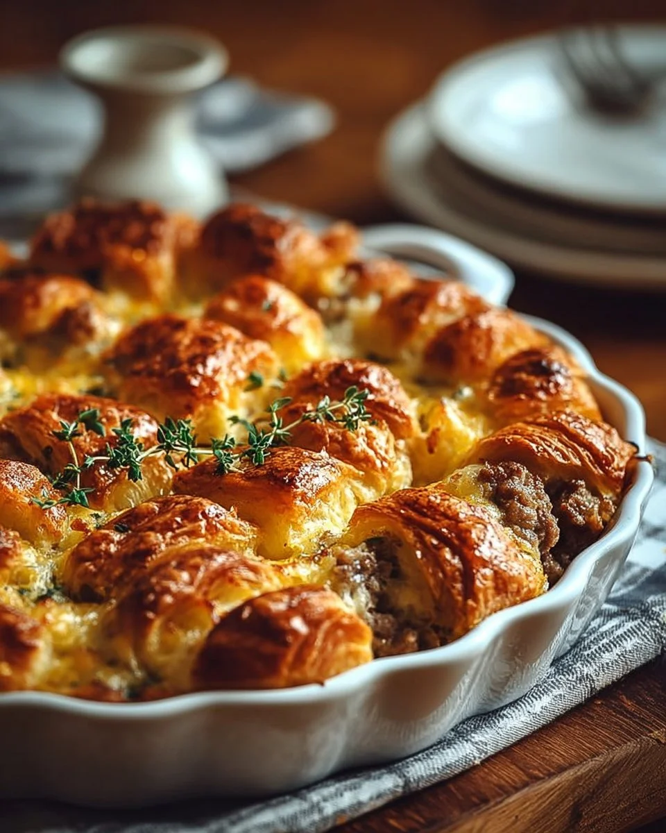 Overnight Croissant Breakfast Casserole