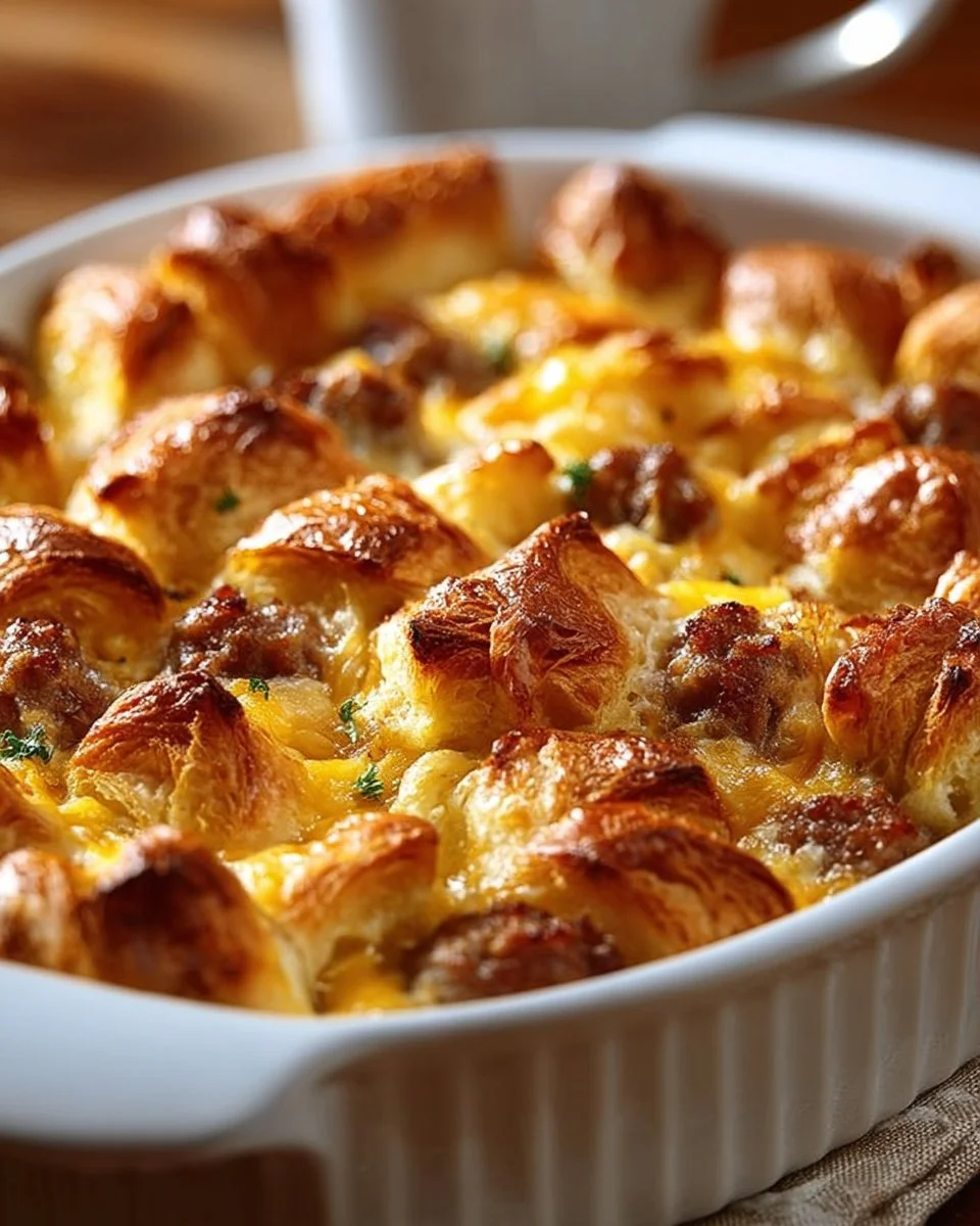 Overnight Croissant Breakfast Casserole