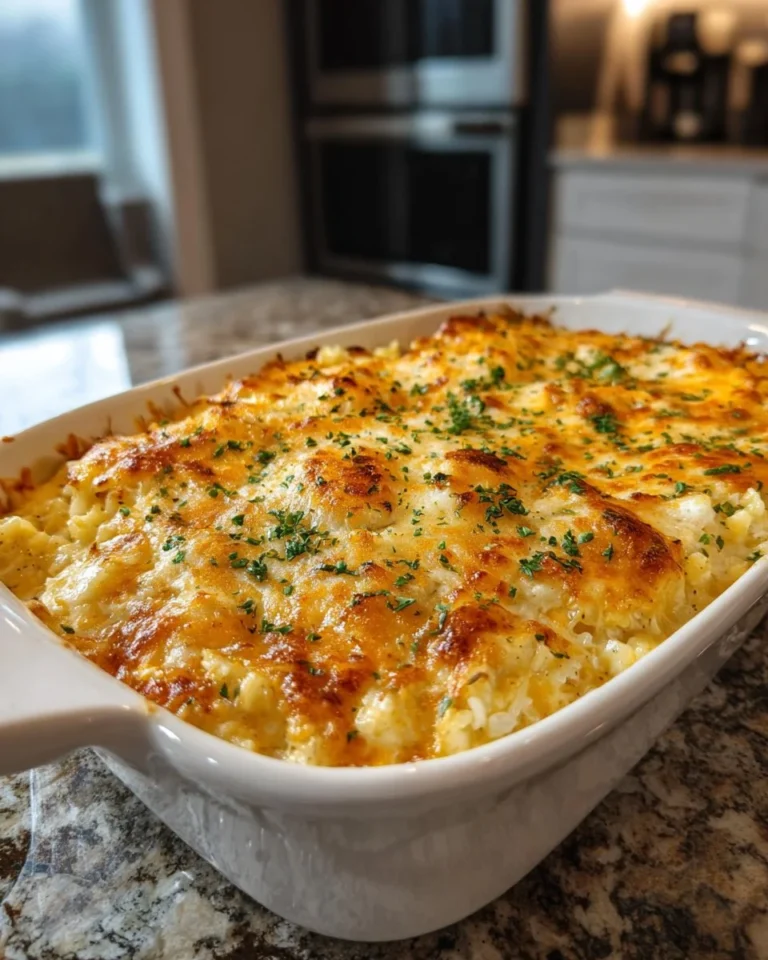 Pioneer Woman Chicken Rice Casserole served in a baking dish with vegetables