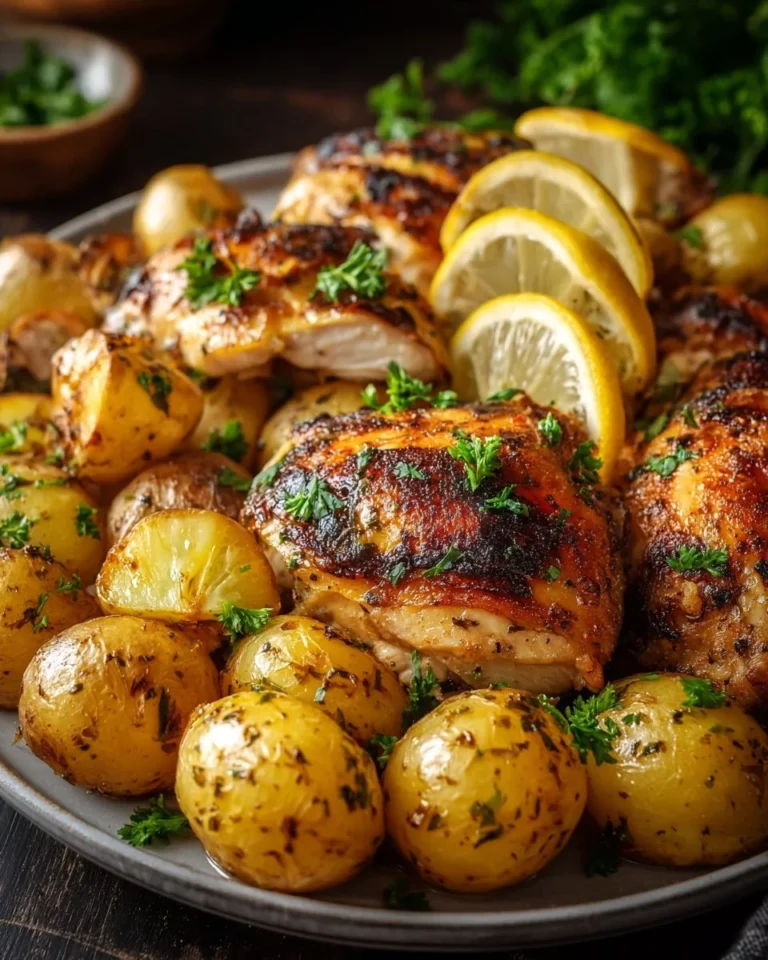 Sheet pan lemon balsamic chicken with roasted potatoes