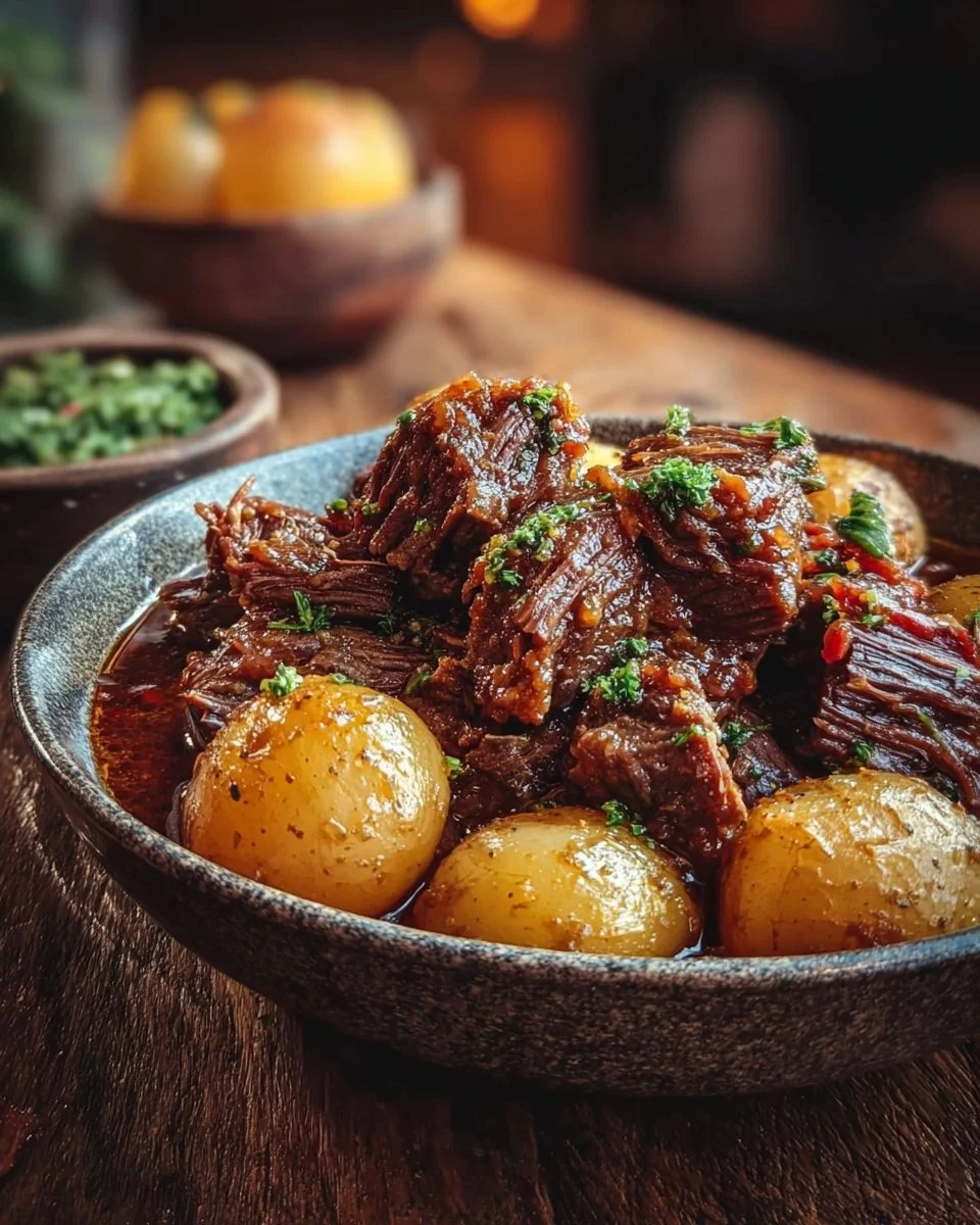 Slow Cooker Garlic Butter Beef with Potatoes