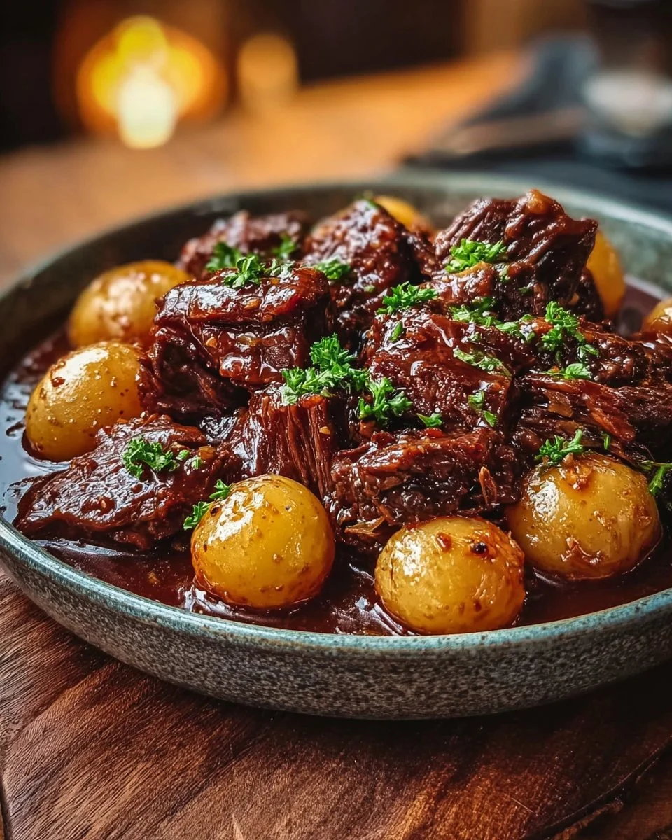 Slow Cooker Garlic Butter Beef with Potatoes