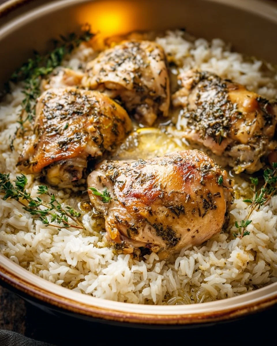 Slow Cooker Lemon Herb Chicken with Fluffy Rice