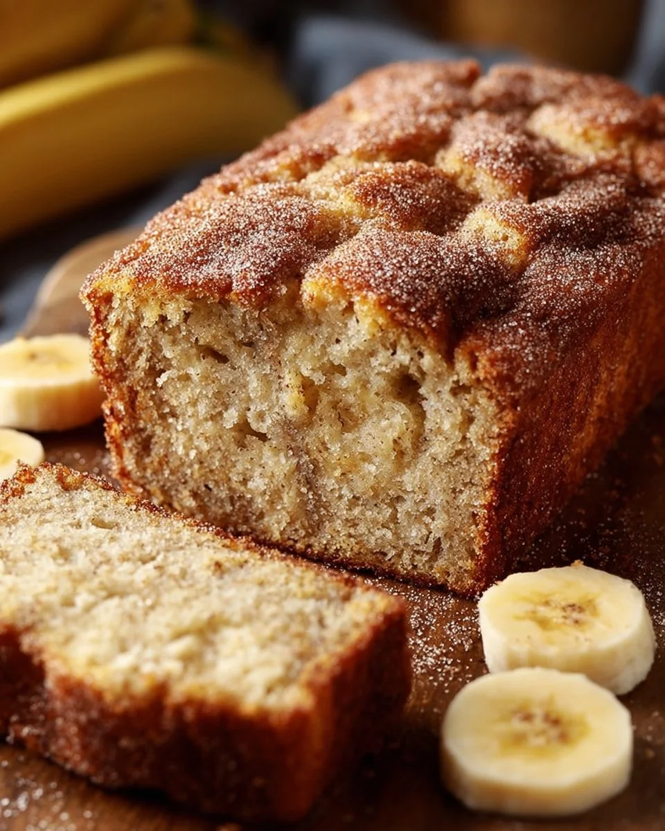 Delicious homemade snickerdoodle banana bread baked with cinnamon