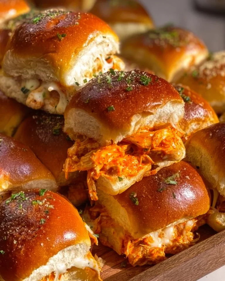 Delicious Spicy Buffalo Chicken Sliders served on a plate