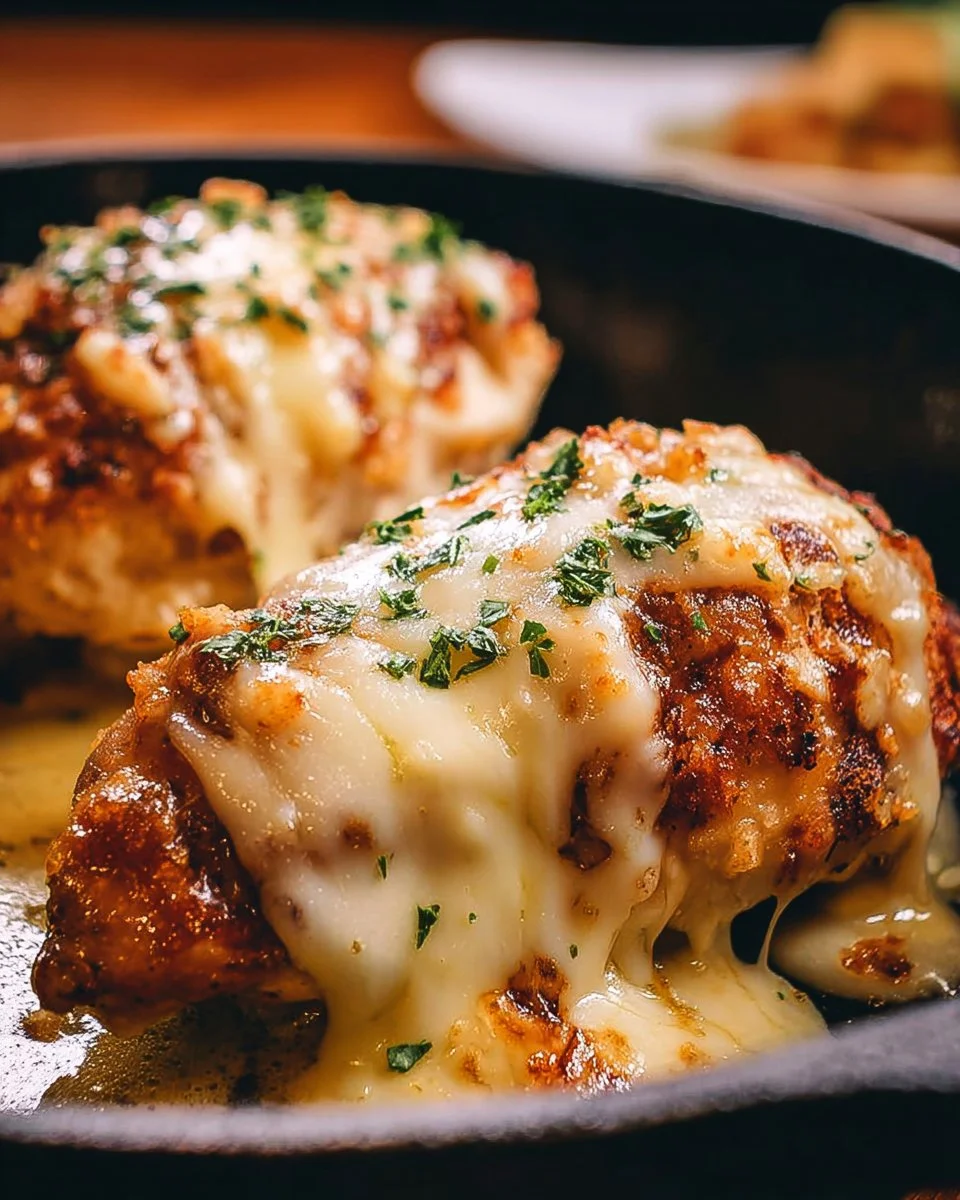 Plate of Texas Roadhouse Smothered Chicken topped with Jack cheese