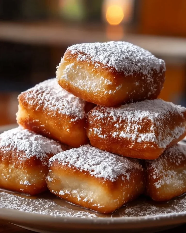 Delicious Vanilla French Beignets dusted with powdered sugar on a plate