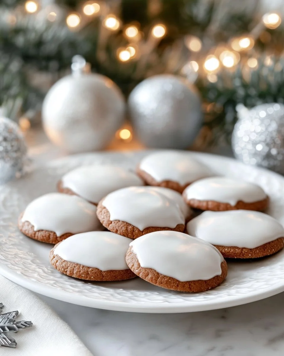 Delicious homemade authentic German Peppernuts Cookies on a festive plate.