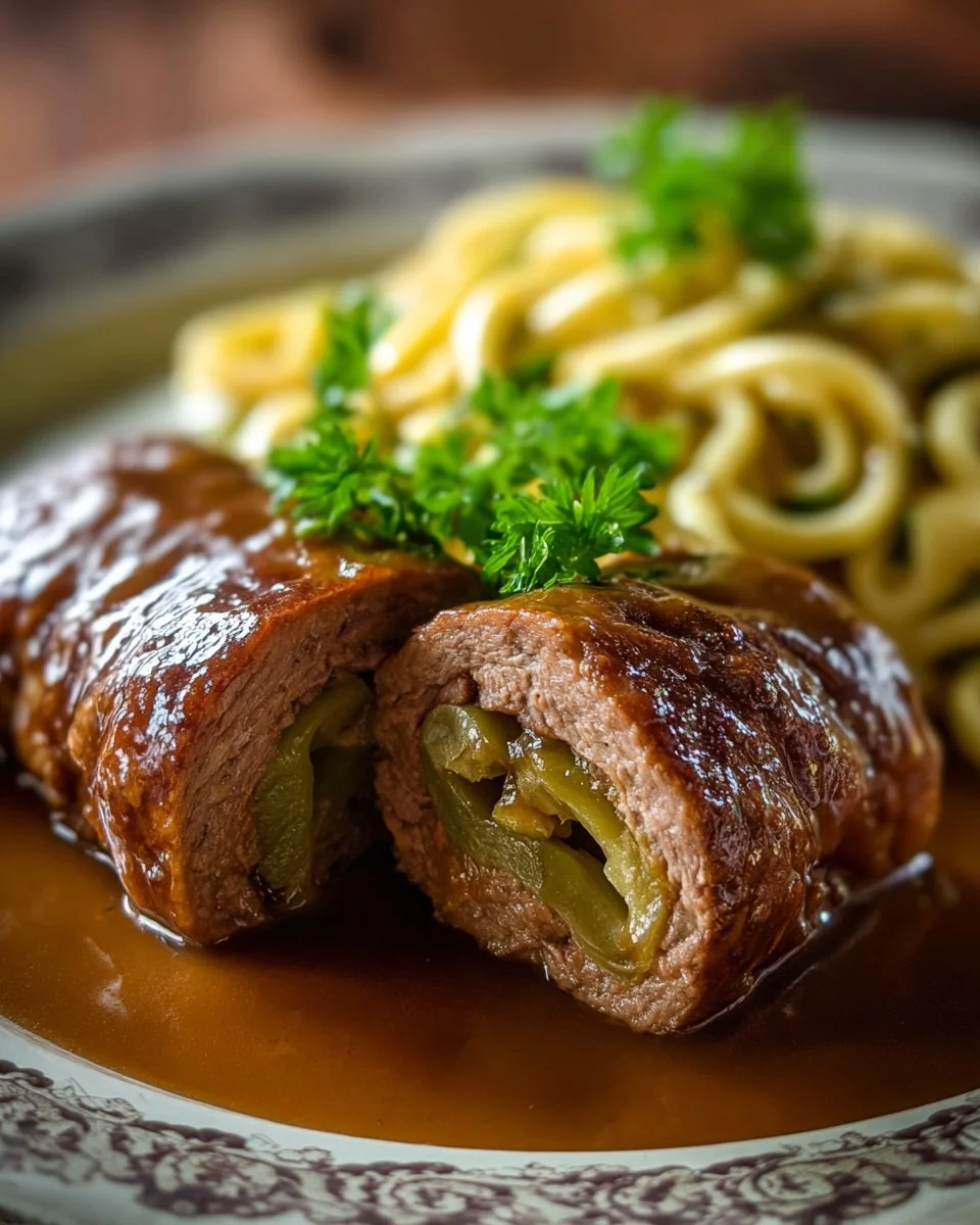 Savory Beef Roulades with flavorful fillings on a plate