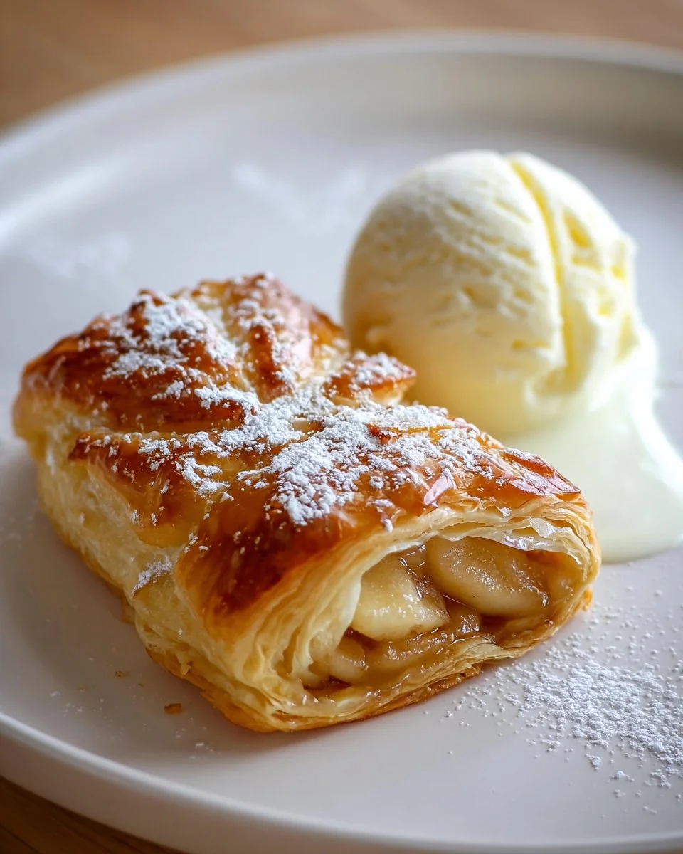Homemade German Apple Strudel with flaky pastry and apple filling