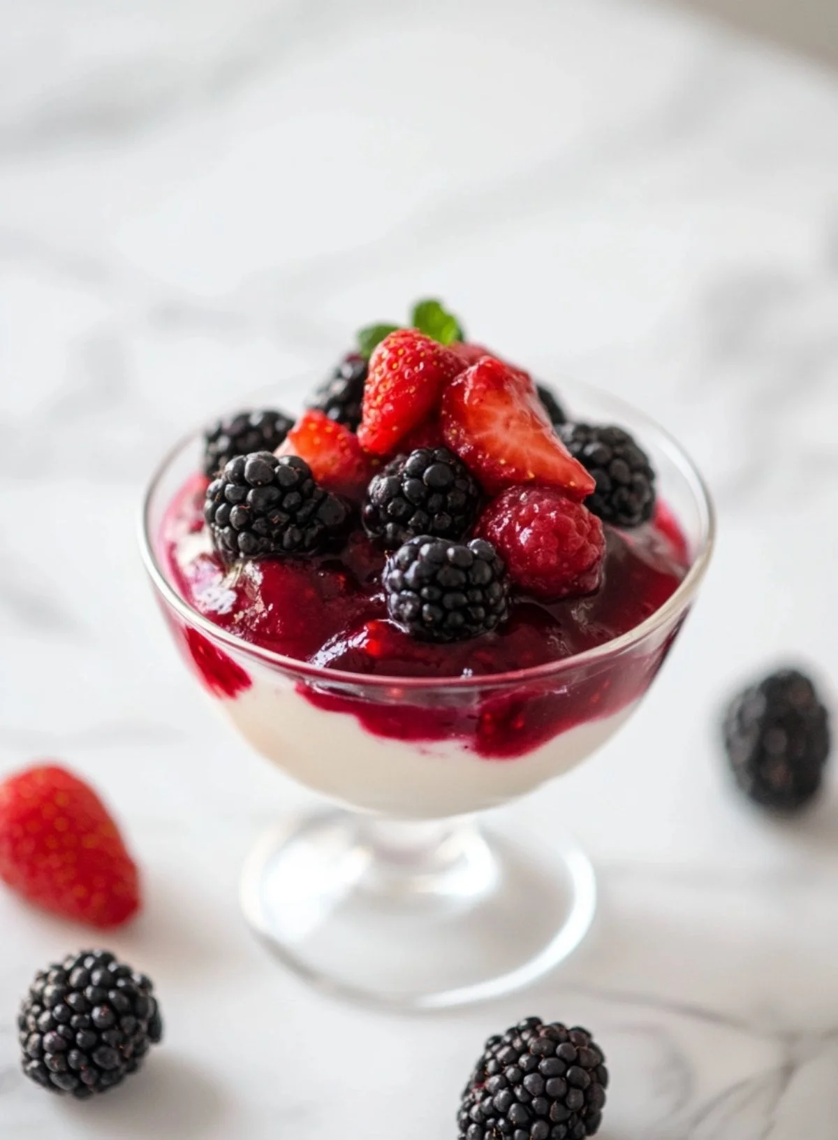 Red Berry Compote Recipe (German Red Berry Dessert with Vanilla Sauce)