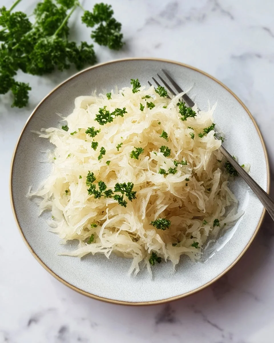 Traditional German Sauerkraut recipe with fresh cabbage and spices