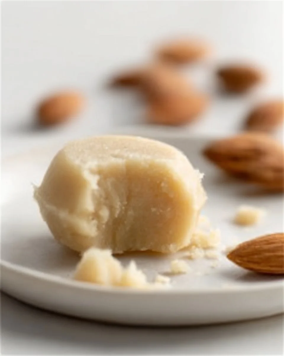 Traditional homemade marzipan made with almonds and sugar.