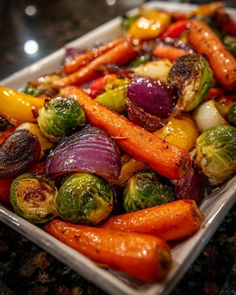 Balsamic glazed vegetables roasted to perfection for enhanced flavor and color